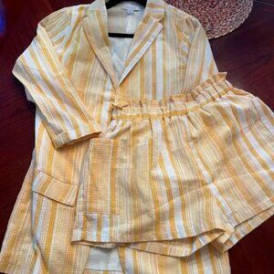 Favlux Fashion Blazer and short set Size Small Yellow 2 Piece Set